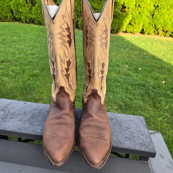 Dan Post Womens Boots Two-Tone Leather Suede Size 8M Western Pointed Toe *read* - Picture 3 of 15